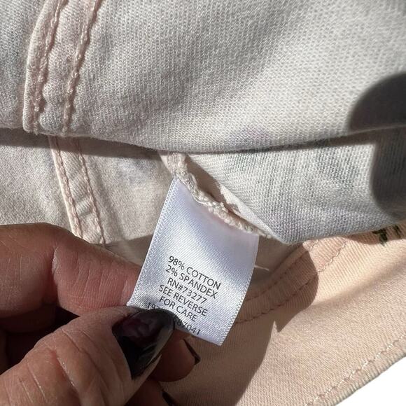 Candies denim jacket, stretch, soft, pink floral, women's size M - Picture 5 of 9